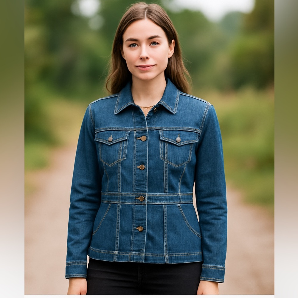 Eddie Bauer Stretch Denim Button Down Jacket Size Medium